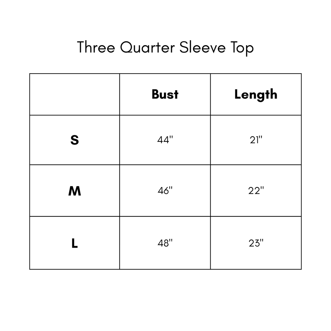Three Quarter Sleeve Top - Brown