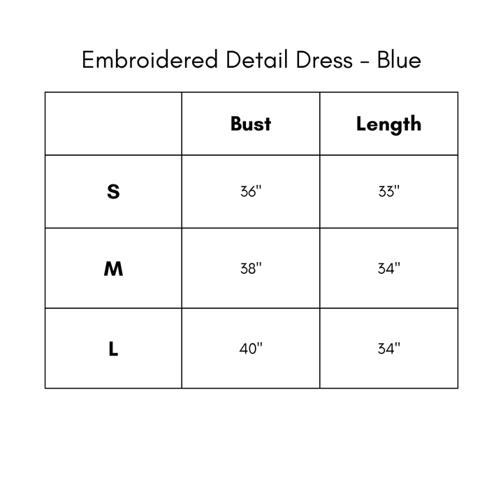 Embroidered Detail Dress - Blue