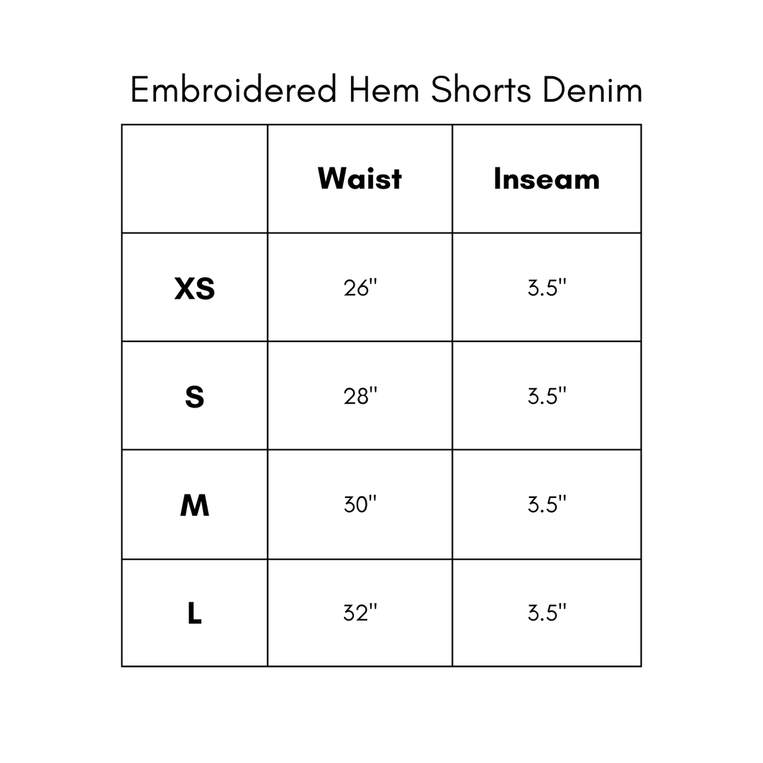 Embroidered Hem Shorts - Denim