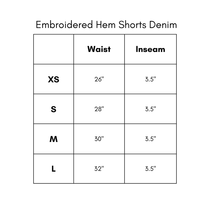 Embroidered Hem Shorts - Denim