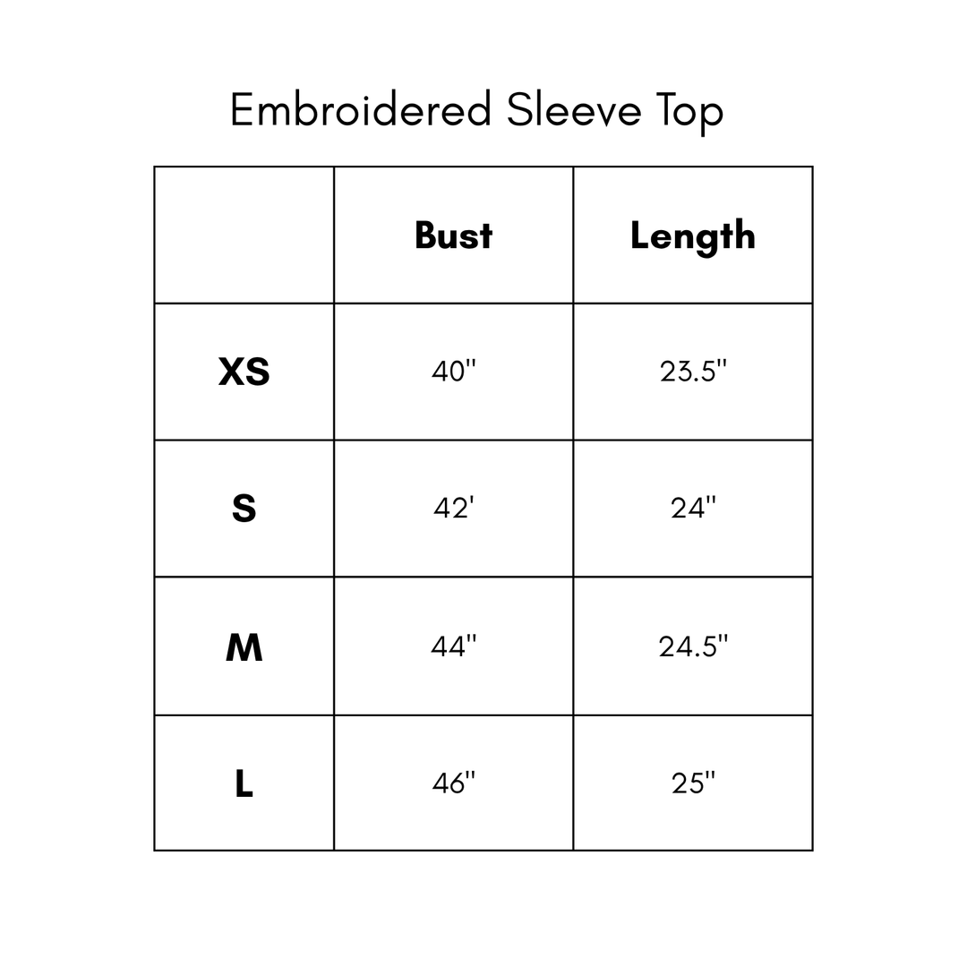 Embroidered Sleeve Top - Chambray