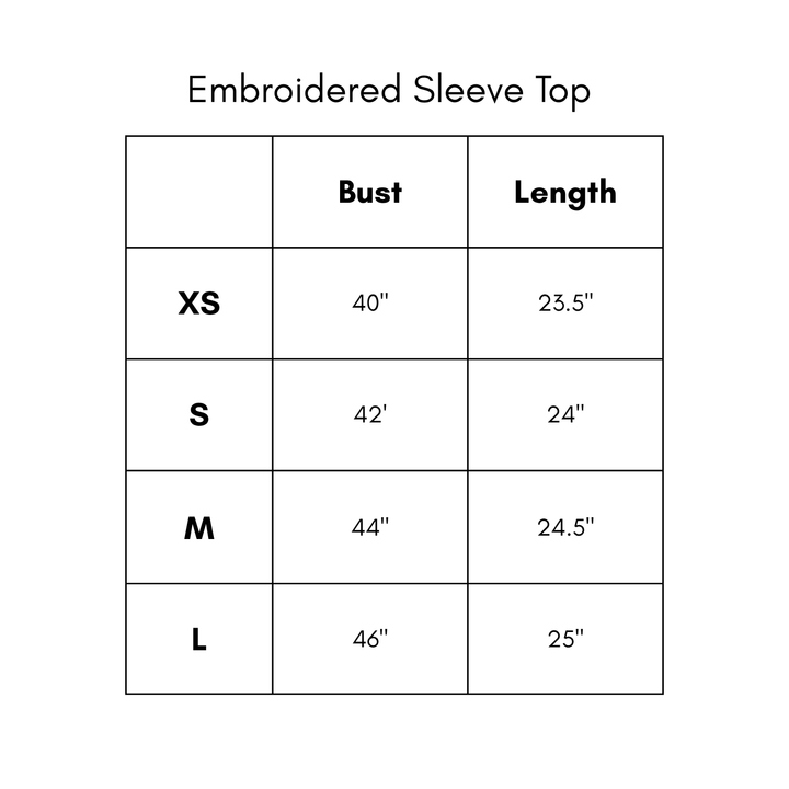 Embroidered Sleeve Top - Chambray