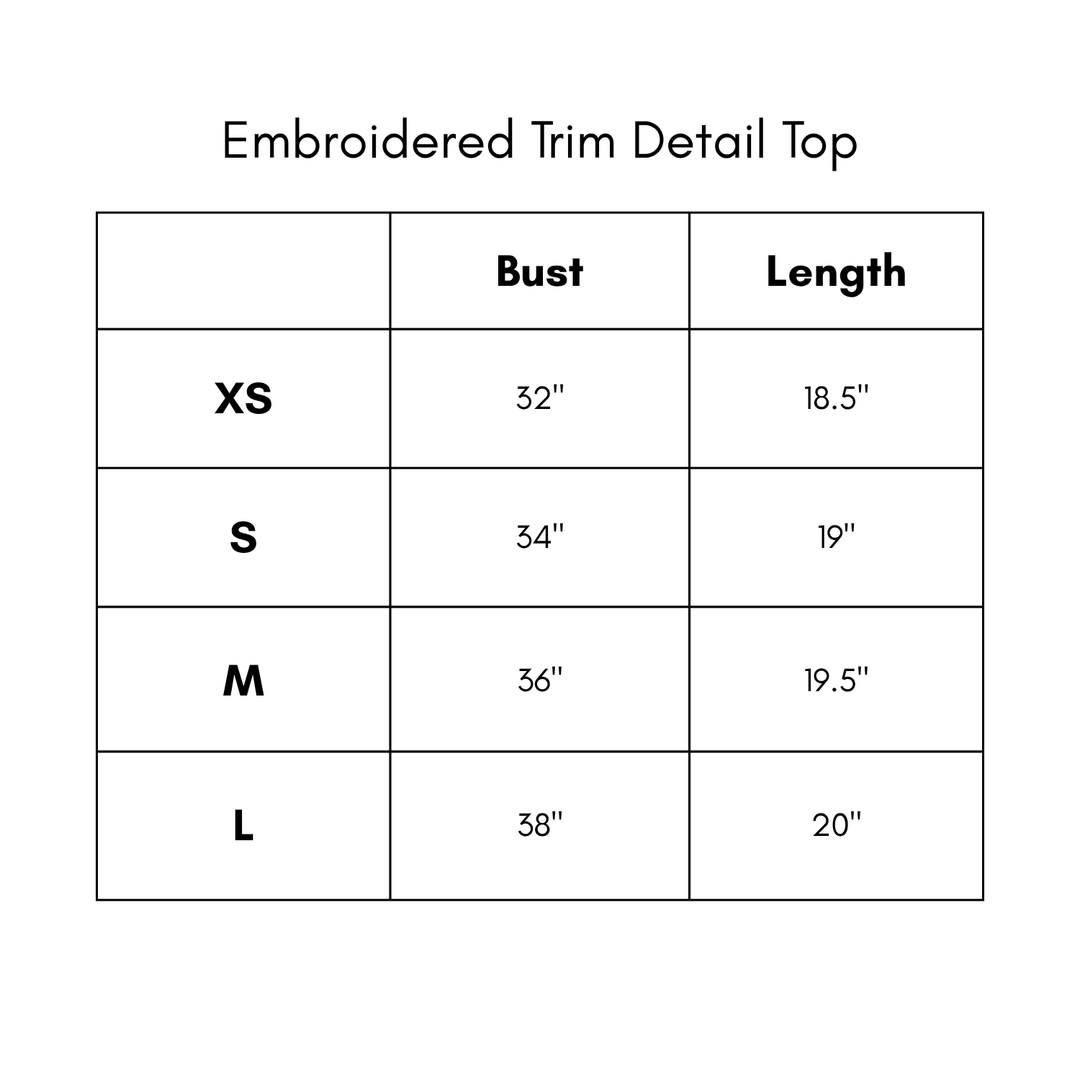 Embroidered Trim Detail Top - Brown