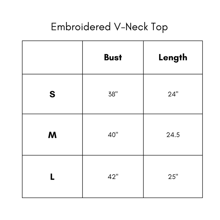 Embroidered V Neck Top - Olive