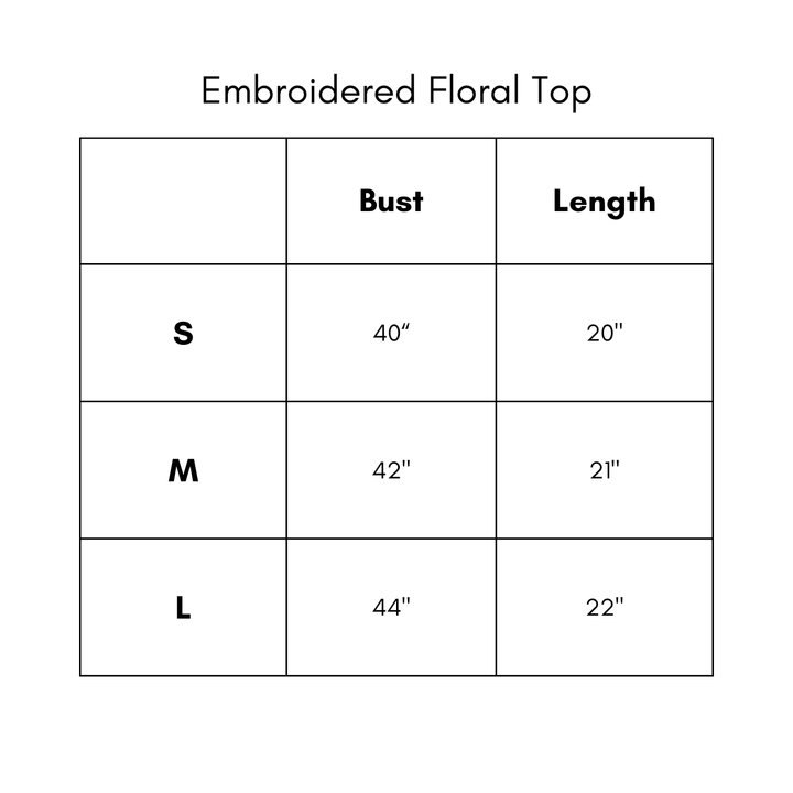 Embroidered Floral Top - Blue
