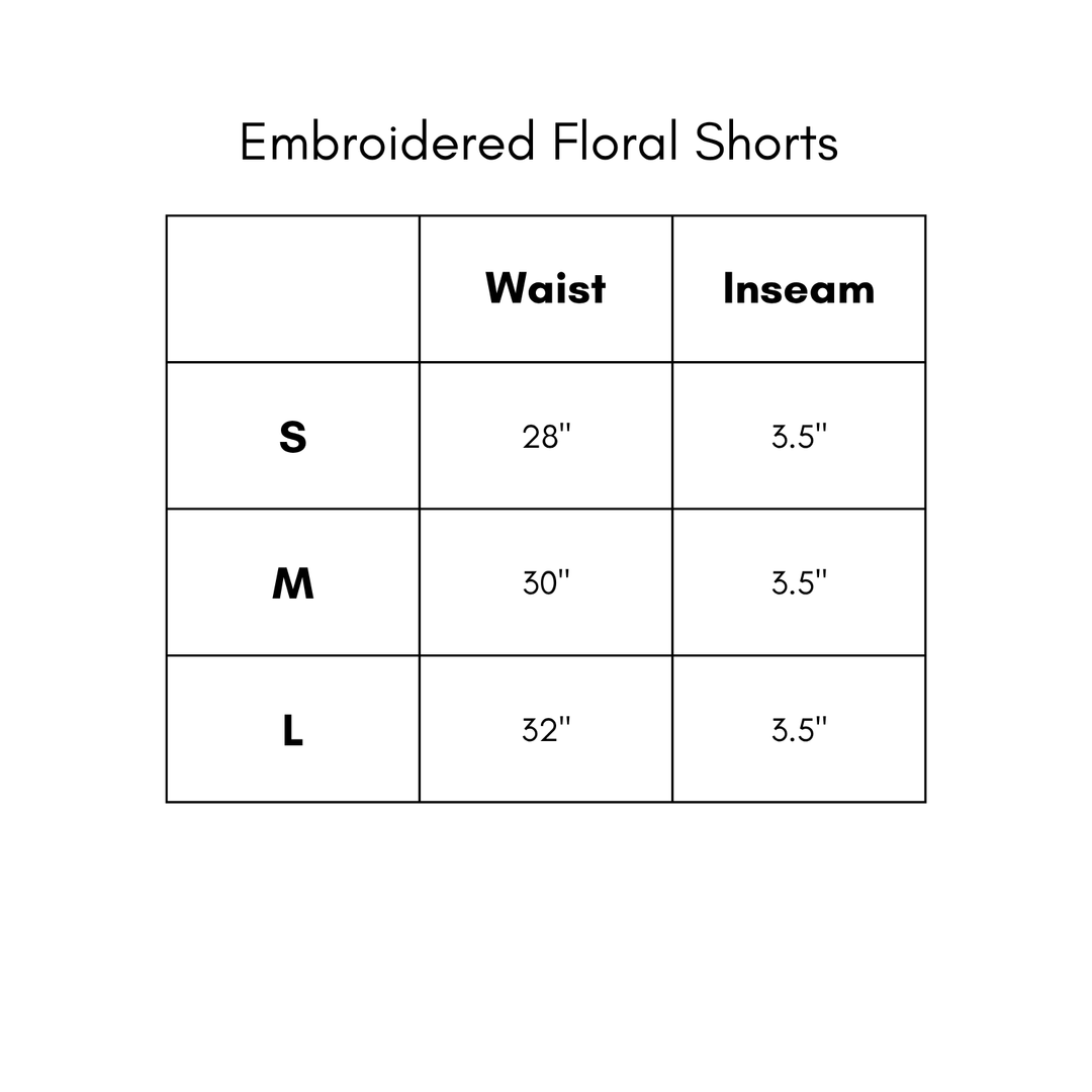 Embroidered Floral Shorts - Blue