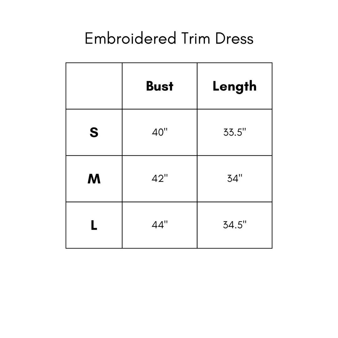 Embroidered Trim Dress - Red