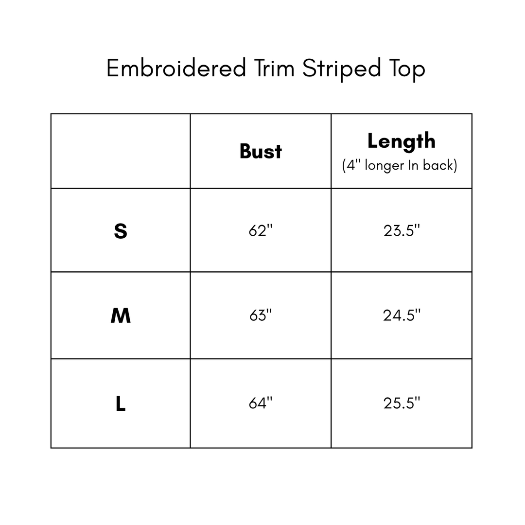 Embroidered Trim Stripe Top - Black/White