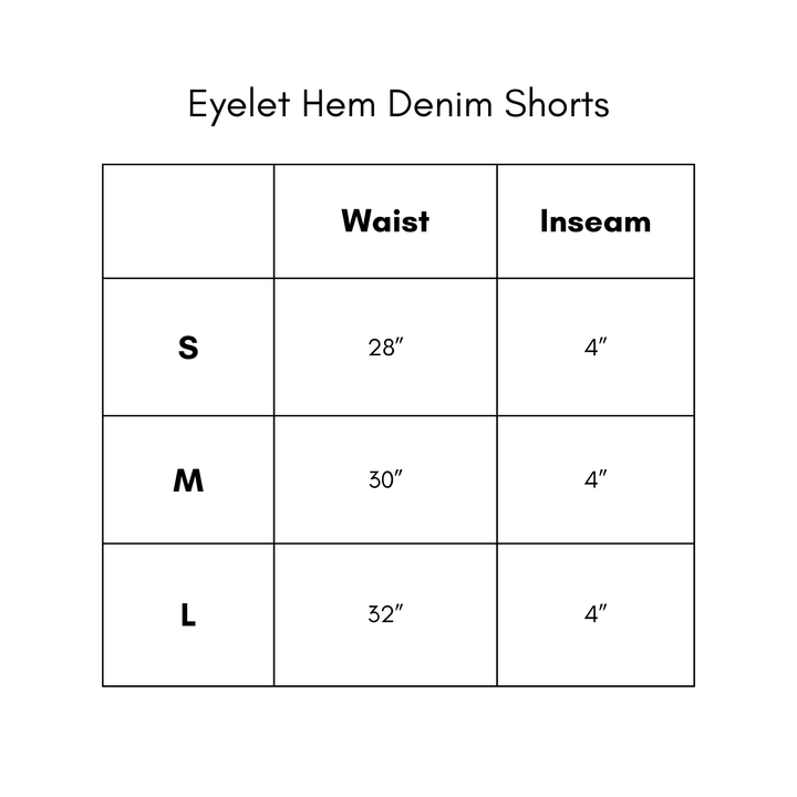 Eyelet Hem Denim Shorts - Red