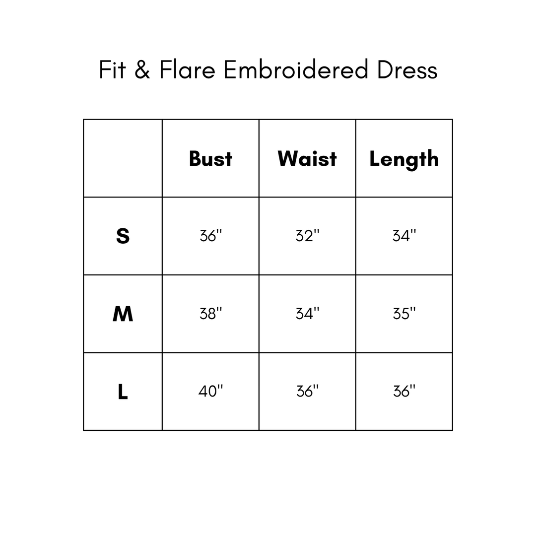 Fit & Flare Embroidered Dress - Light Blue