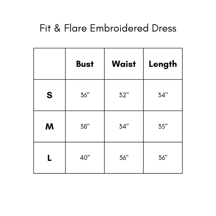 Fit & Flare Embroidered Dress - Light Blue