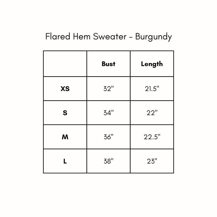 Flared Hem Sweater - Burgundy