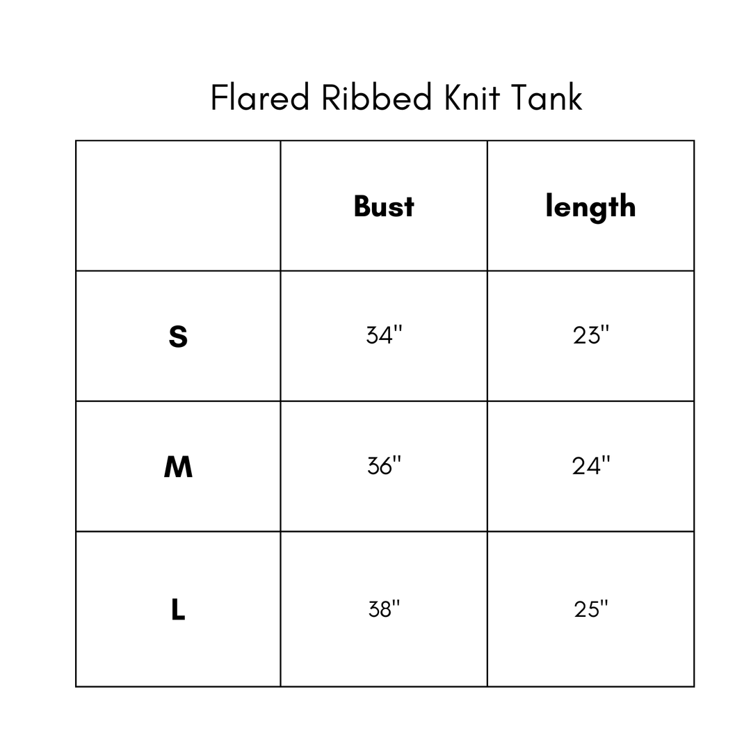 Flared Ribbed Knit Tank - Black