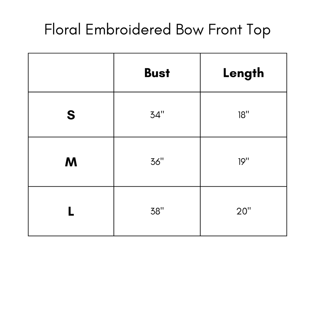 Floral Embroidered Bow Front Top