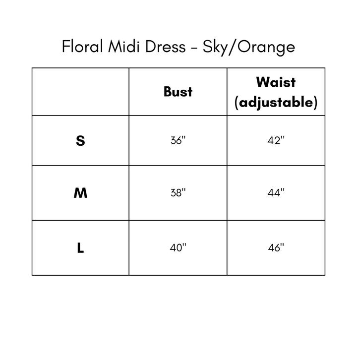 Floral Midi Dress - Sky/Orange