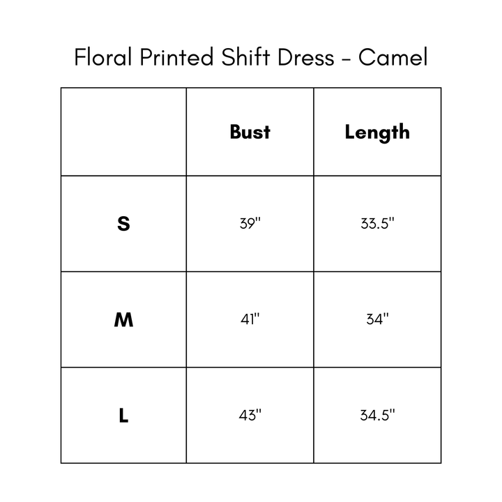 Floral Printed Shift Dress - Camel