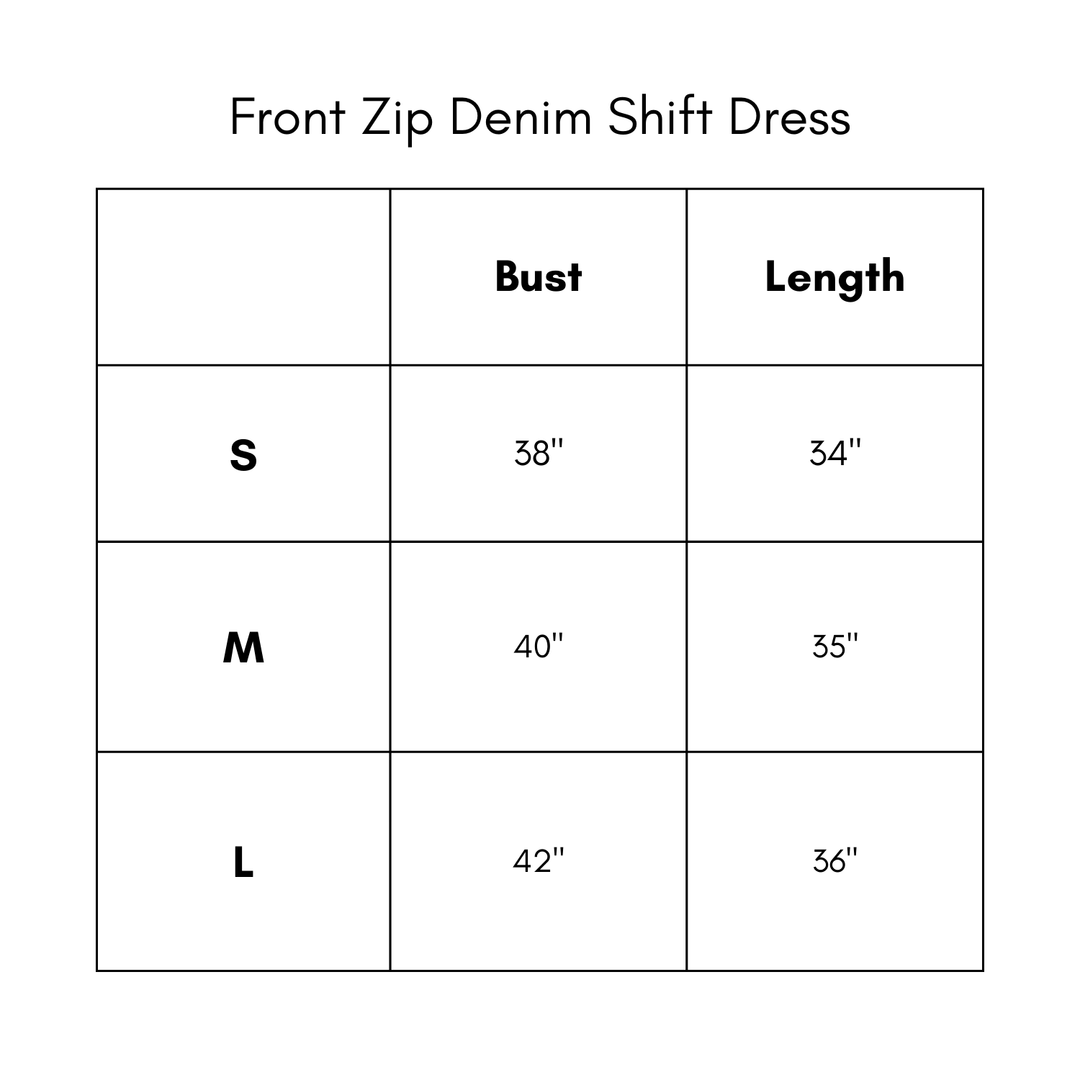 Front Zip Denim Shift Dress