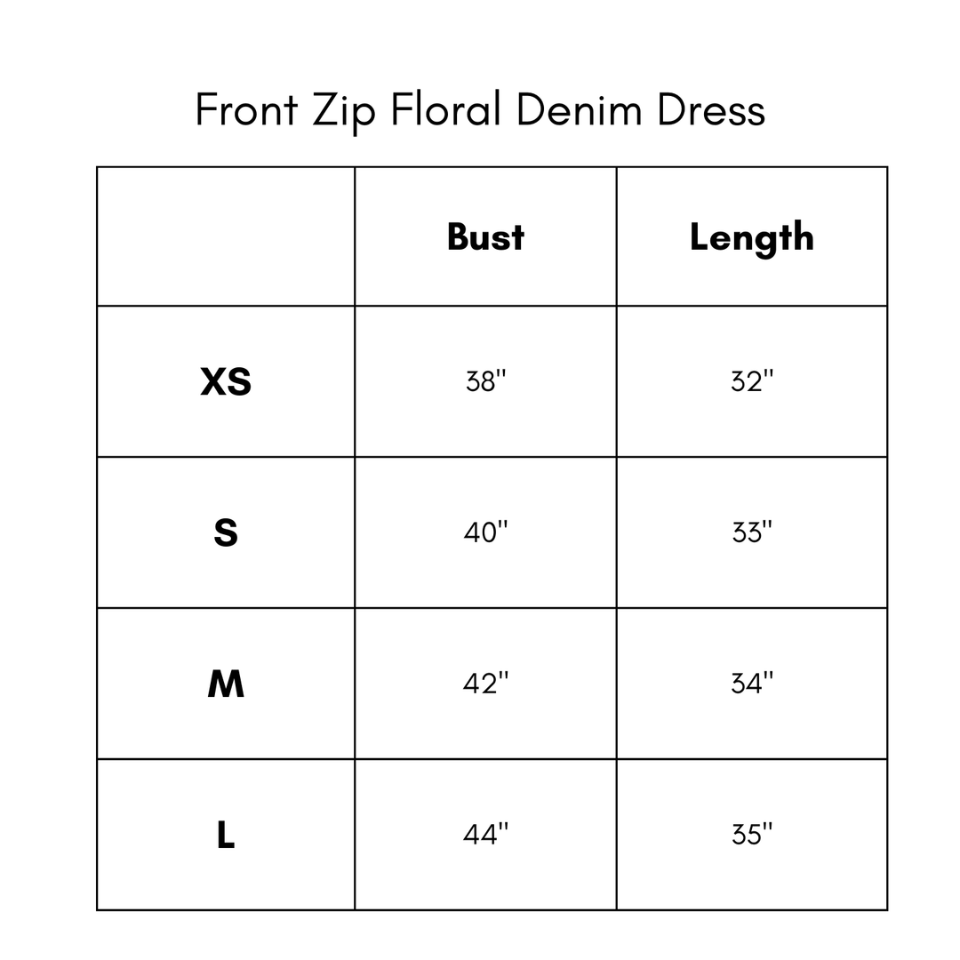 Front Zip Mini Floral Denim Dress