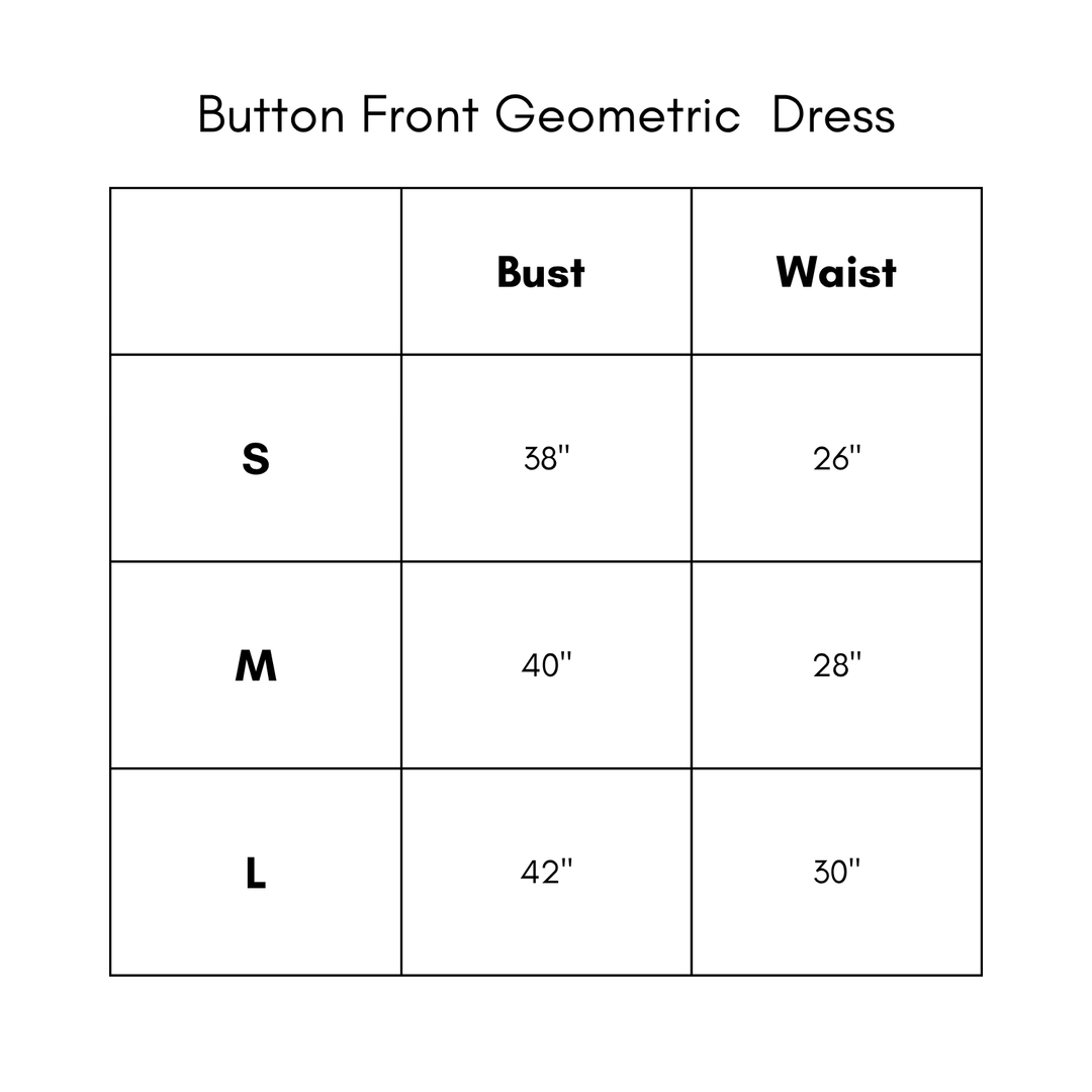 Button Front Geometric Dress - Cream/Black