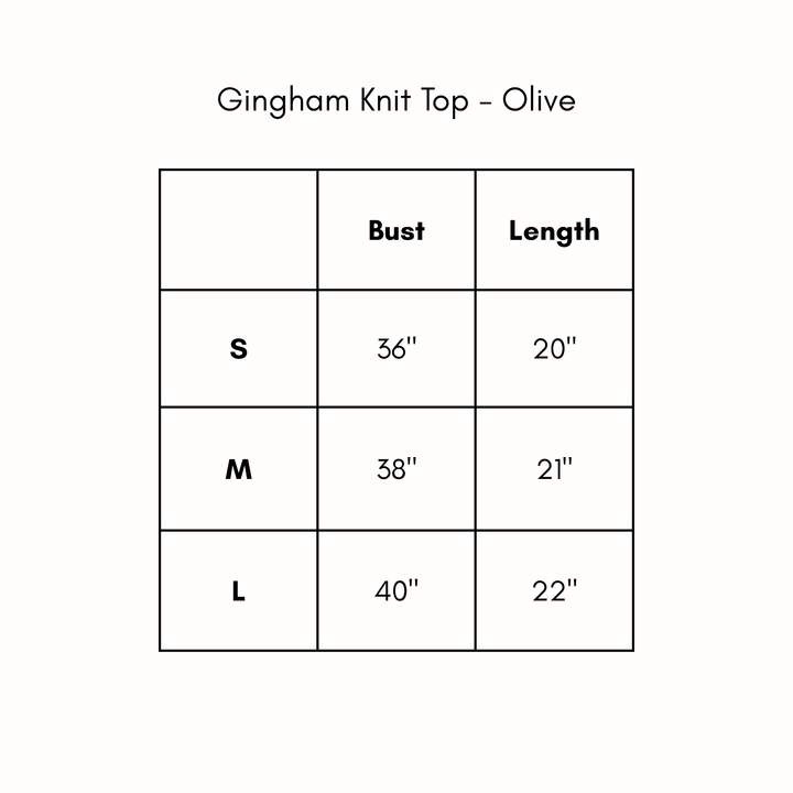 Gingham Knit Top - Olive