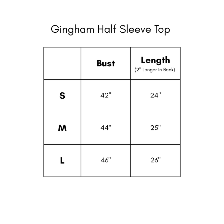 Gingham Half Sleeve Top - Black