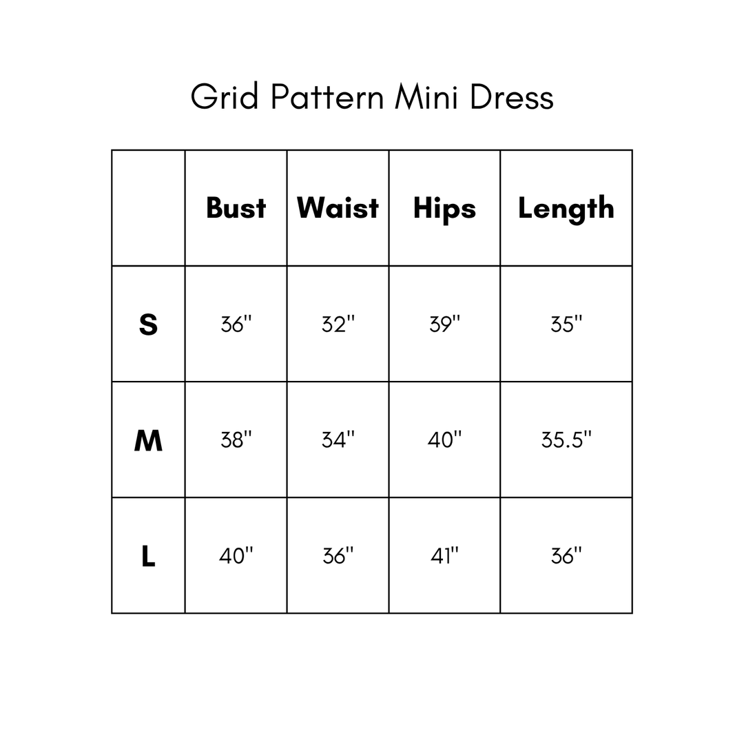 Grid Pattern Mini Dress - Natural