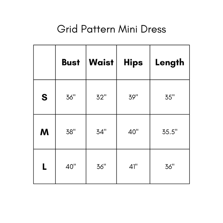 Grid Pattern Mini Dress - Natural
