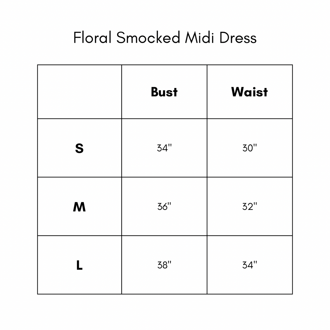 Floral Smocked Midi Dress - Black/Taupe