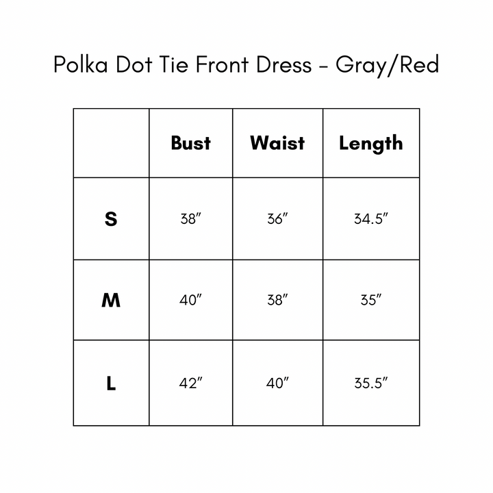 Polka Dot Tie Front Dress - Gray/Red