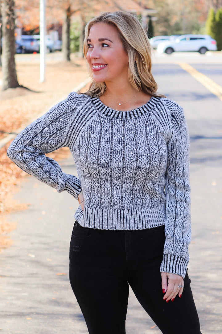 On Cue Cable Sweater - Gray