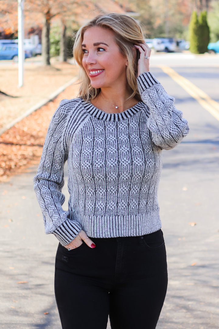 On Cue Cable Sweater - Gray