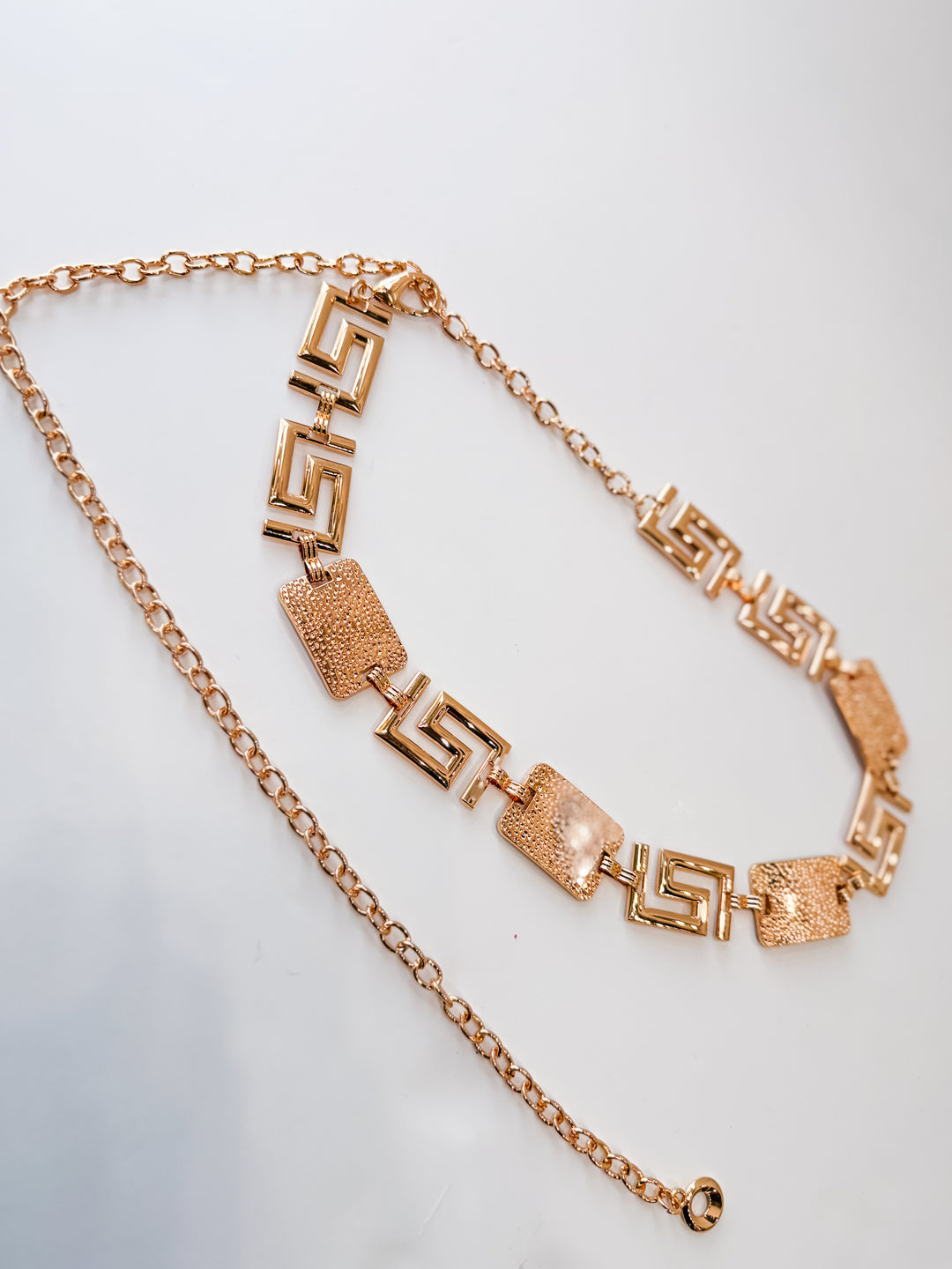 Geometric Metal Chain Belt - Gold