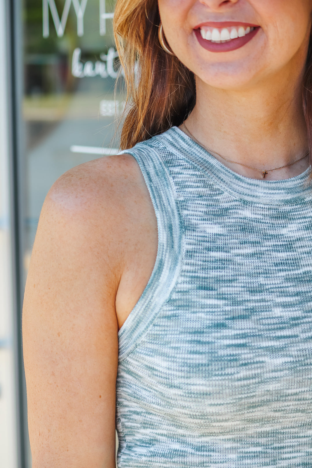 Heathered Tank - Dusty Blue