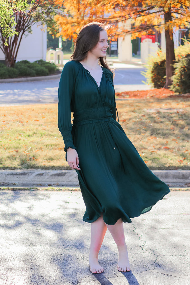 Smocked Waist Maxi Dress - Hunter Green