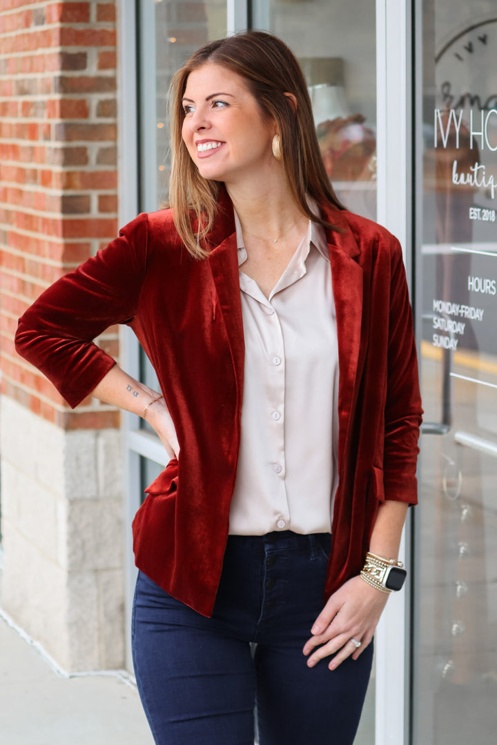 Velvet Blazer - Amber