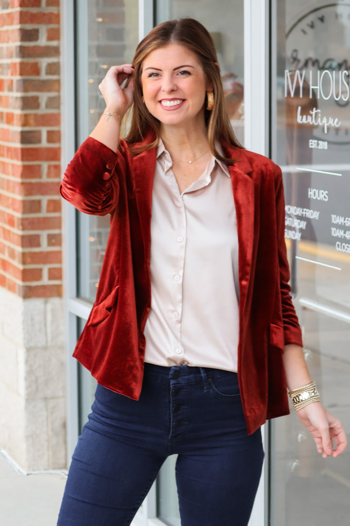 Velvet Blazer - Amber