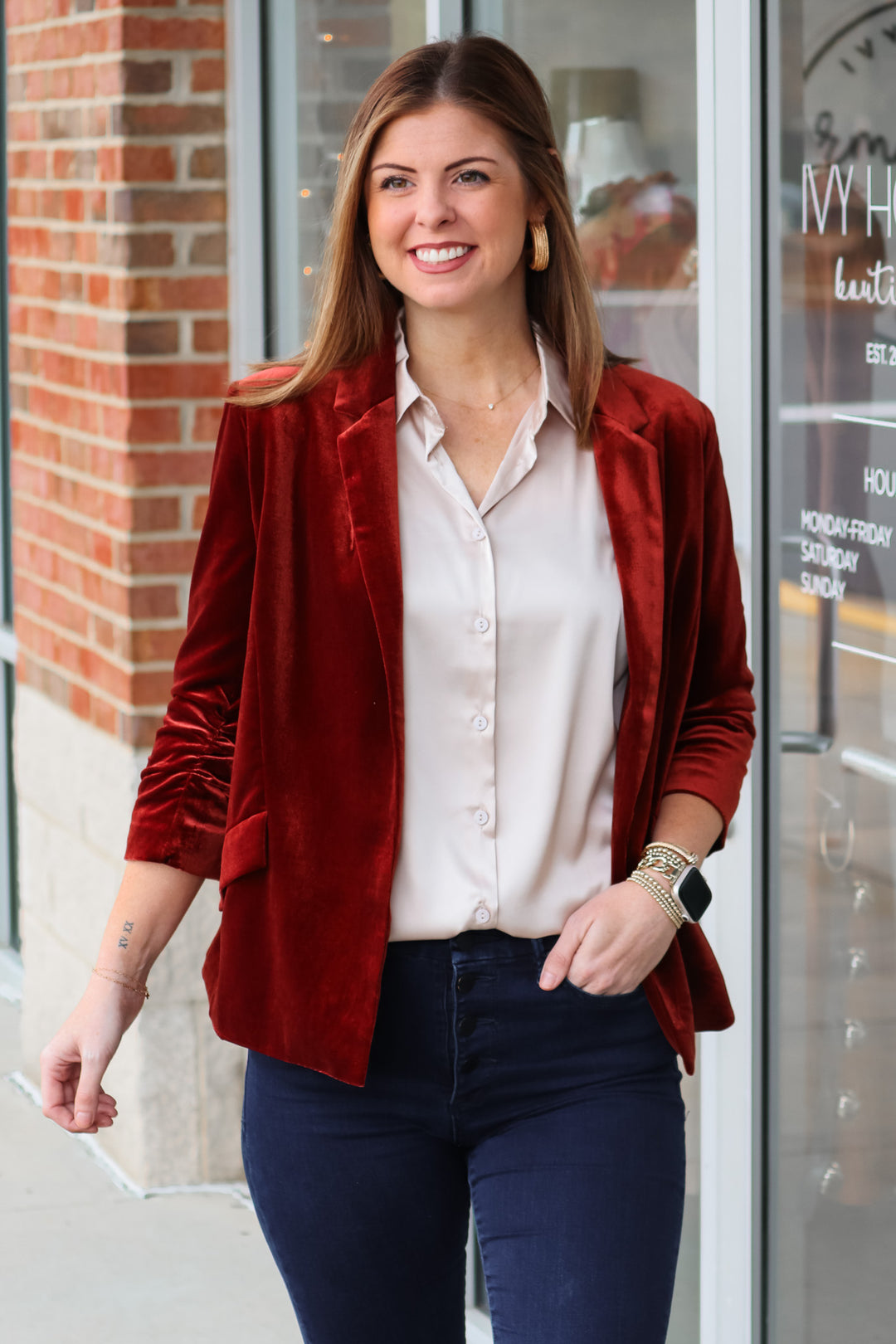 Velvet Blazer - Amber