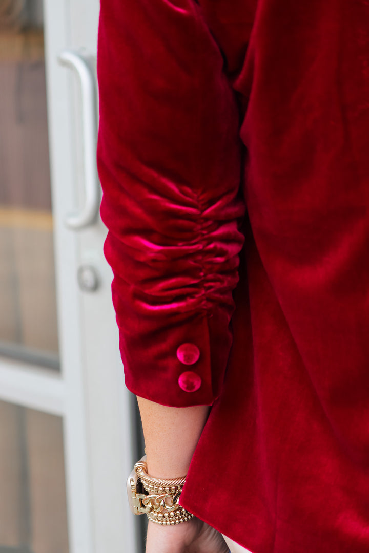 Velvet Blazer - Deep Cherry