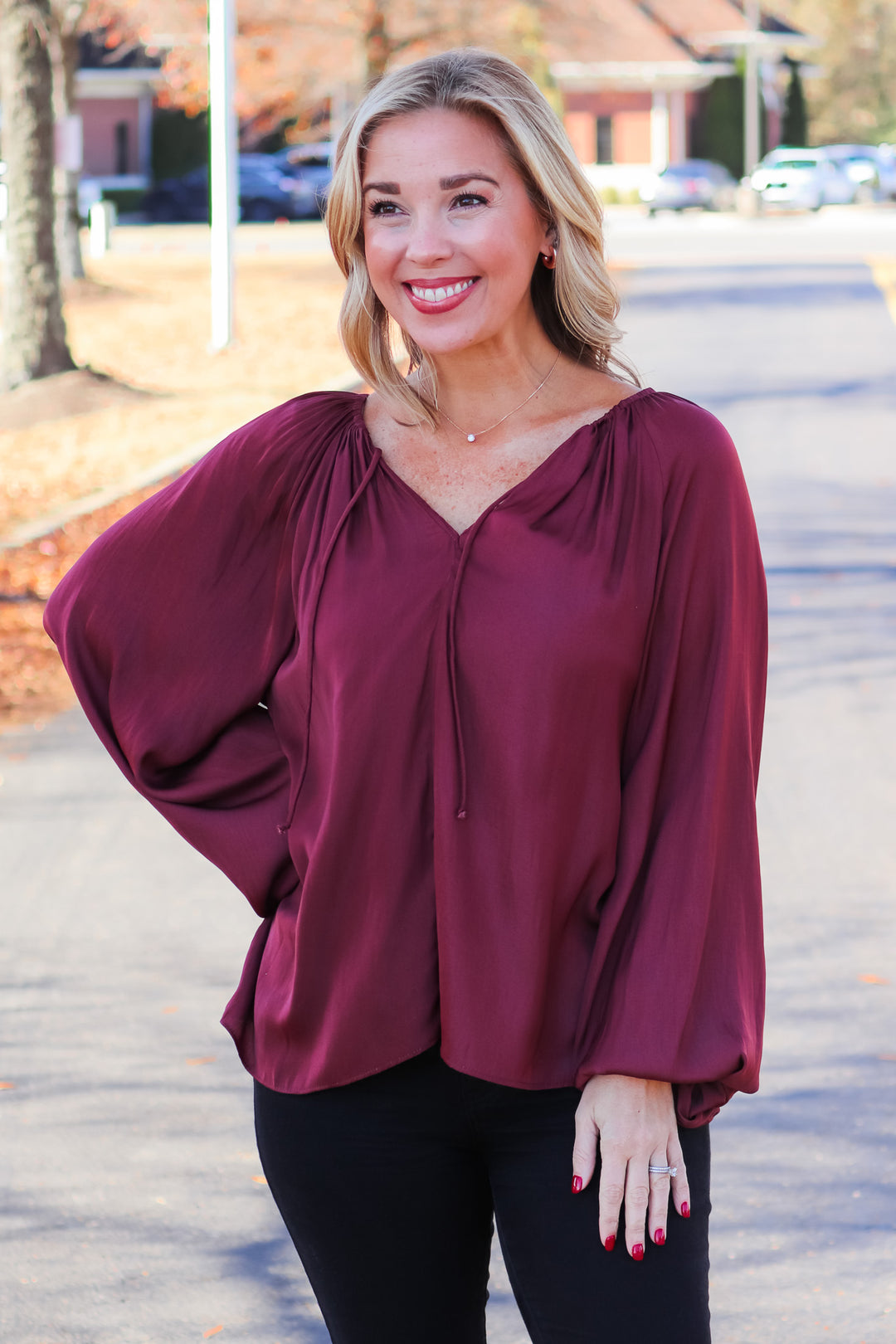 Satin Blouse - Vino