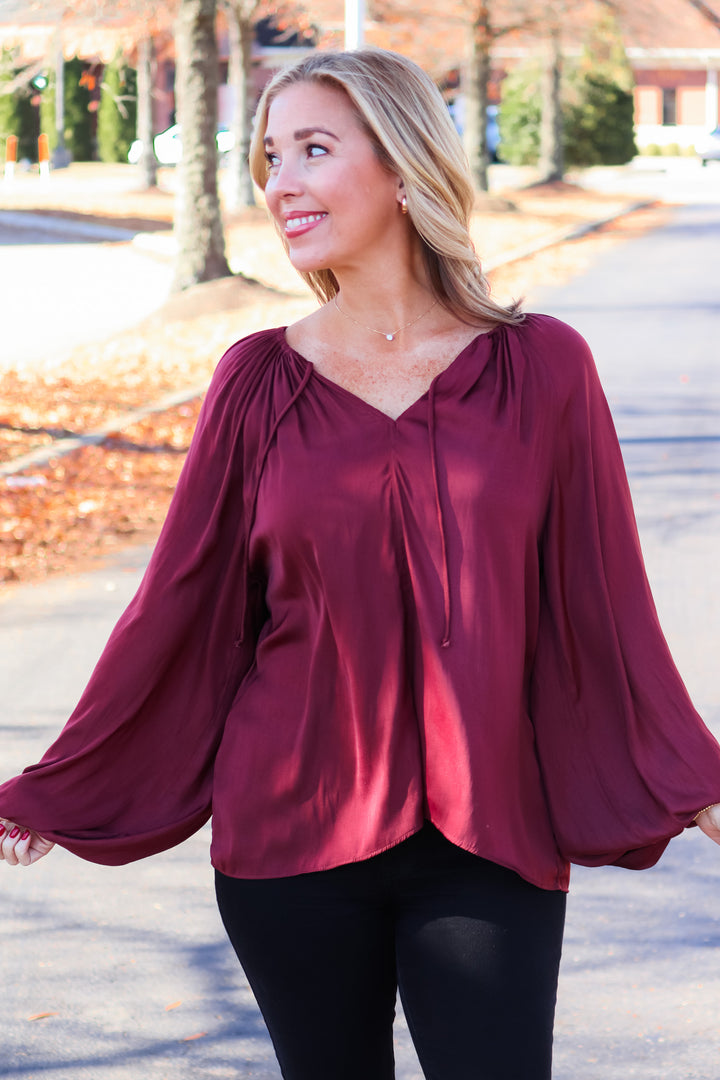 Satin Blouse - Vino