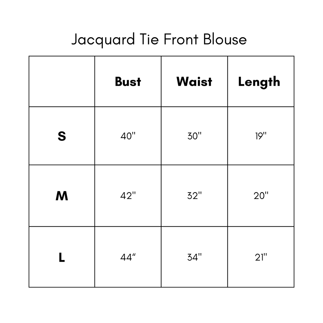 Jacquard Tie Front Blouse - Brown