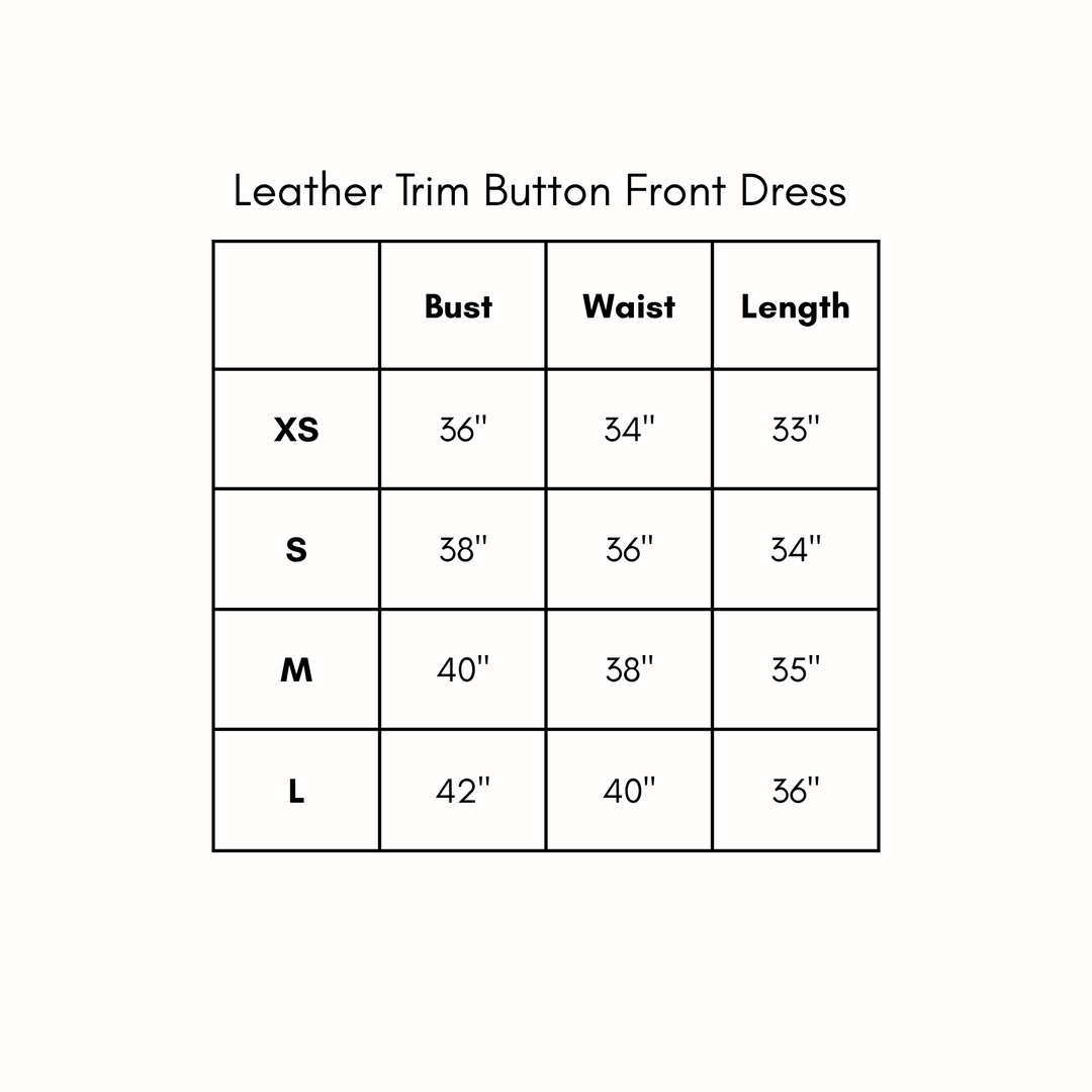 Leather Trim Button Front Dress - Brown