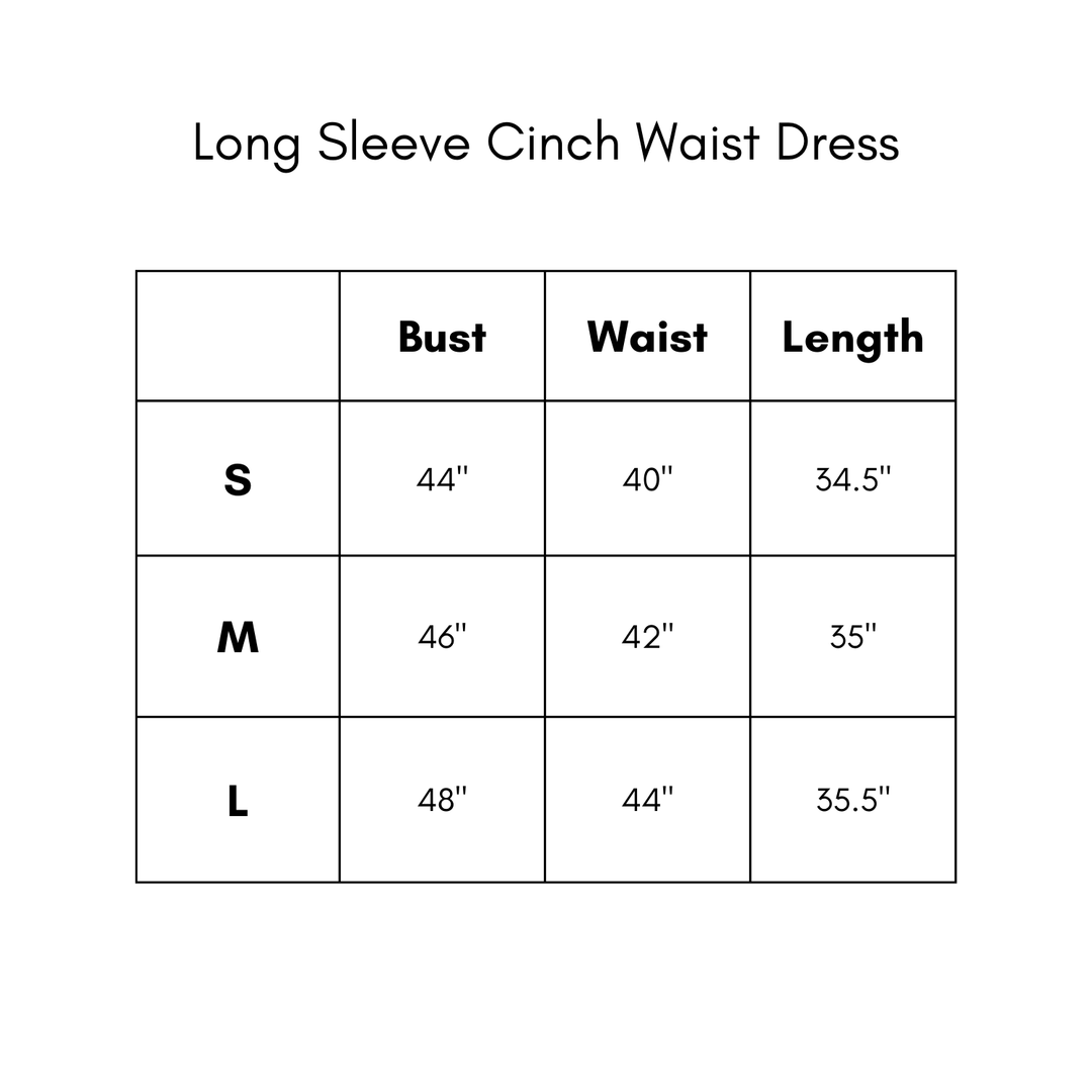 Long Sleeve Cinch Waist Dress - Coffee