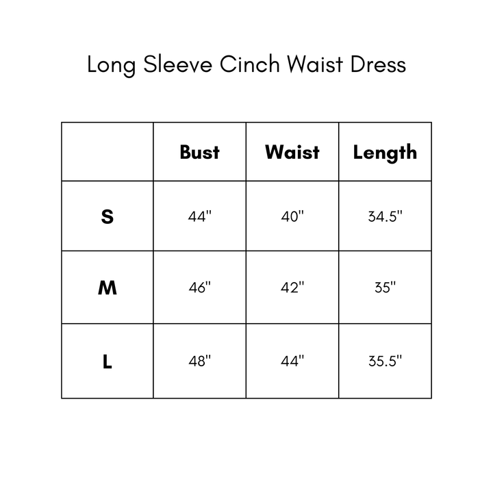 Long Sleeve Cinch Waist Dress - Coffee