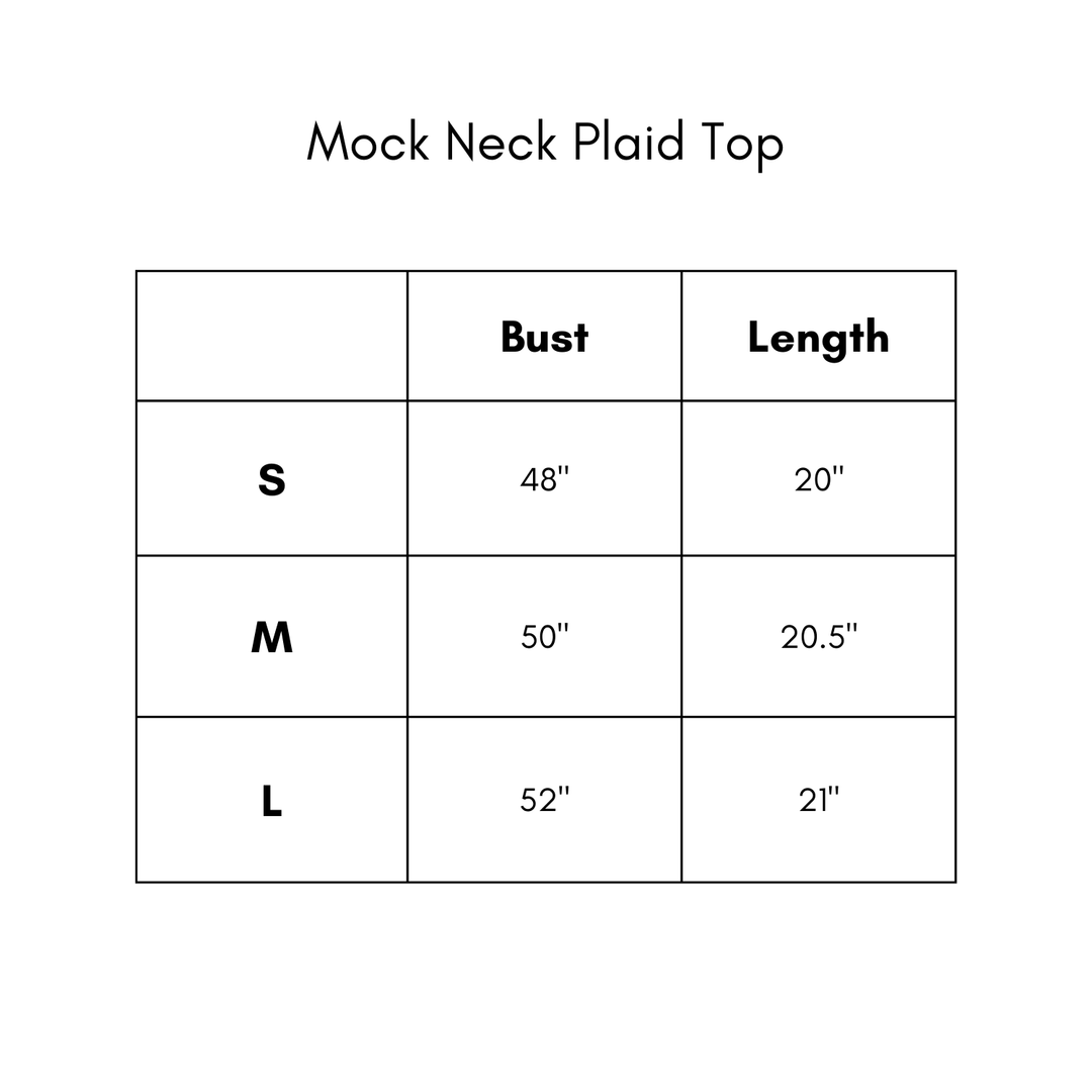 Mock Neck Plaid Top - Green