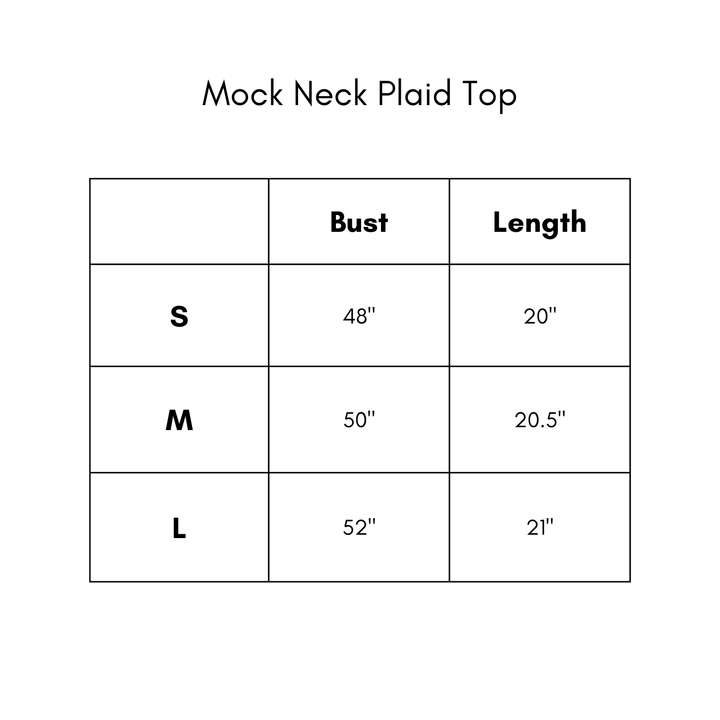 Mock Neck Plaid Top - Green