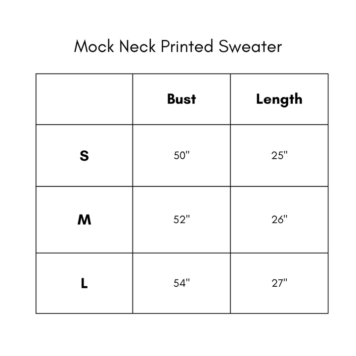 Mock Neck Printed Sweater - Red Brown