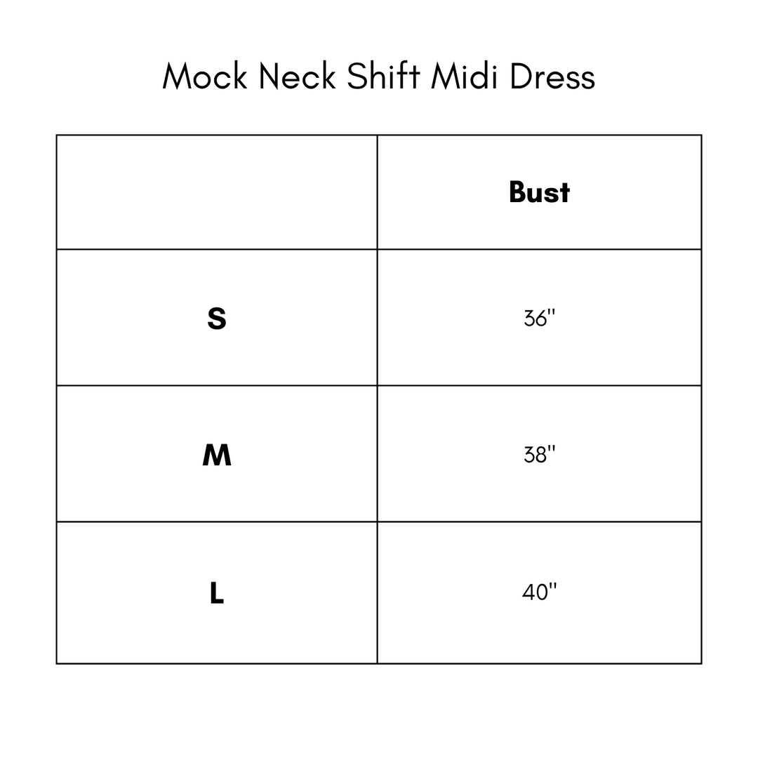 Mock Neck Shift Midi Dress - Olive