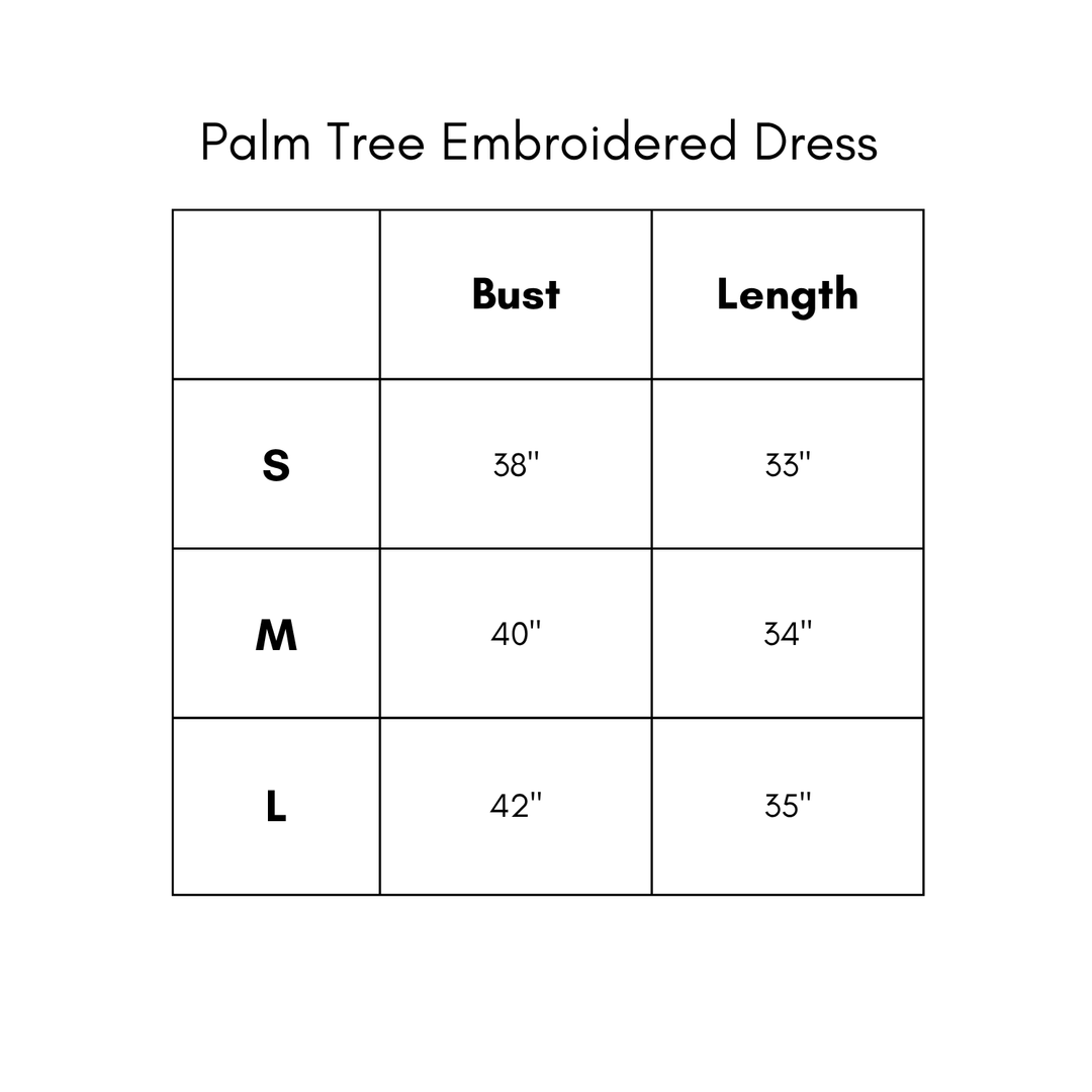 Palm Tree Embroidered Dress - Navy