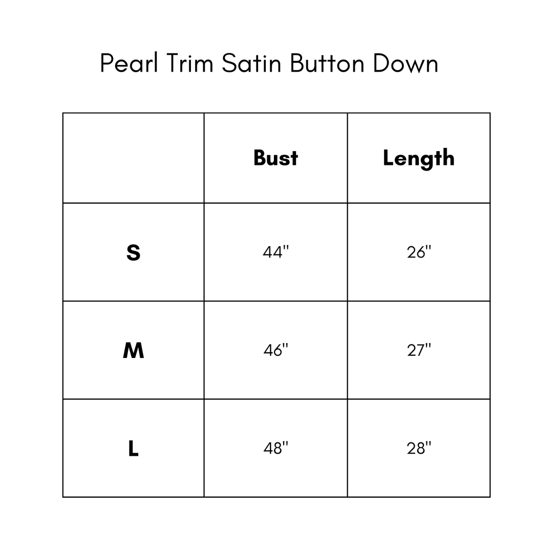 Pearl Trim Satin Button Down - White